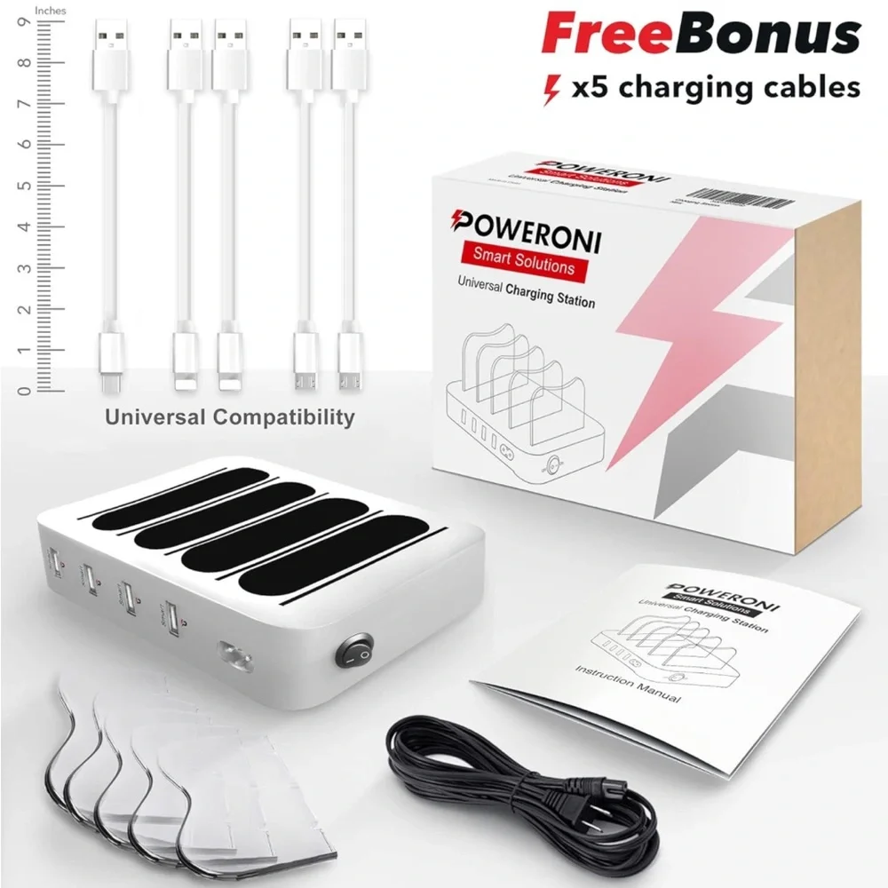 USB Charging Dock - 4-Port‎ - Fast Charging Station for Multiple Devices
